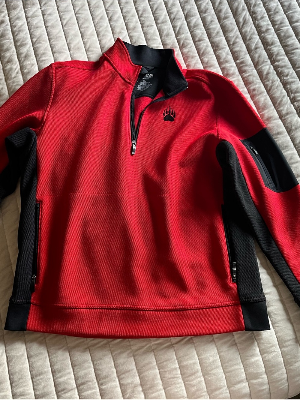 Duluth Trading Co Red and Black Half-Zip Performance Pullover